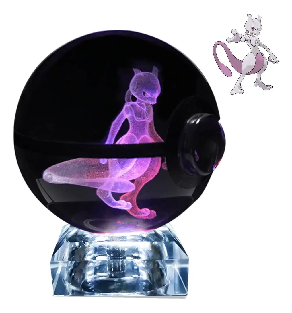 DEL Pokebola De Cristal 3d Pokemon Cristal Varios Modelos Luz - imagen 4