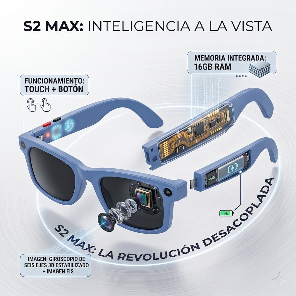 Intel Gafas Inteligentes AIMB S2 Max Cámara Integrada - imagen 2