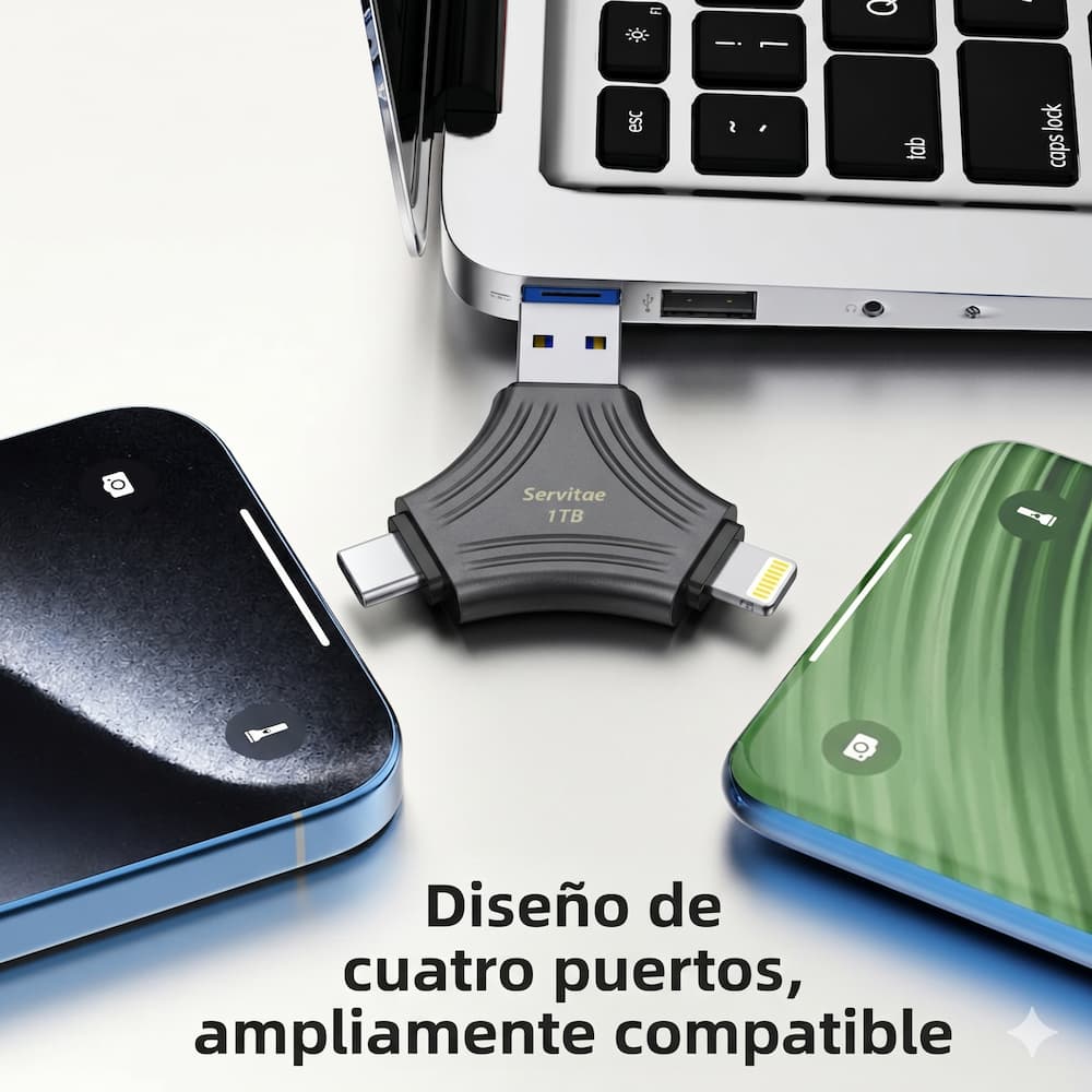 Memoria USB Flash 1TB 4 En 1 USB-C Lightning