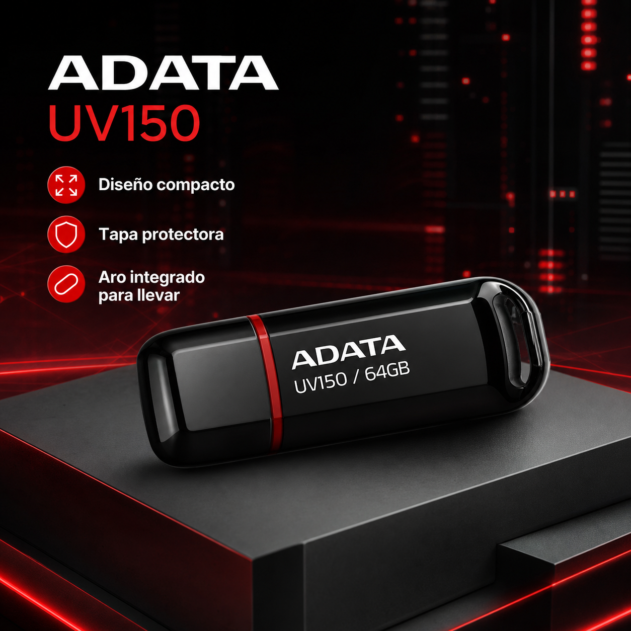 Adata Memoria USB Adata UV150 64GB USB 3.2 Negra - imagen 3