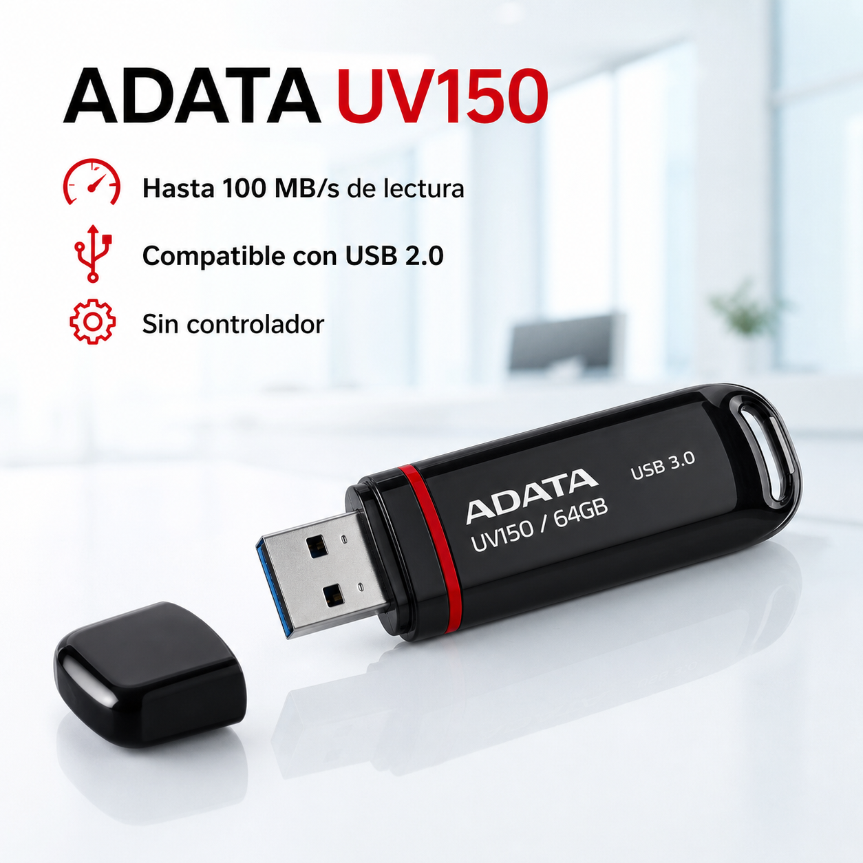 Adata Memoria USB Adata UV150 64GB USB 3.2 Negra - imagen 4