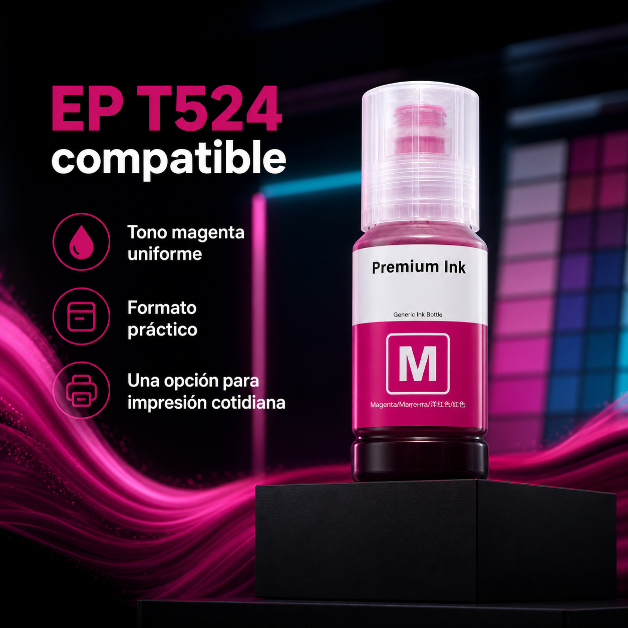 Bote de Tinta Magenta 100 ml Compatible para EP T544/T504 — vista 5 de 6