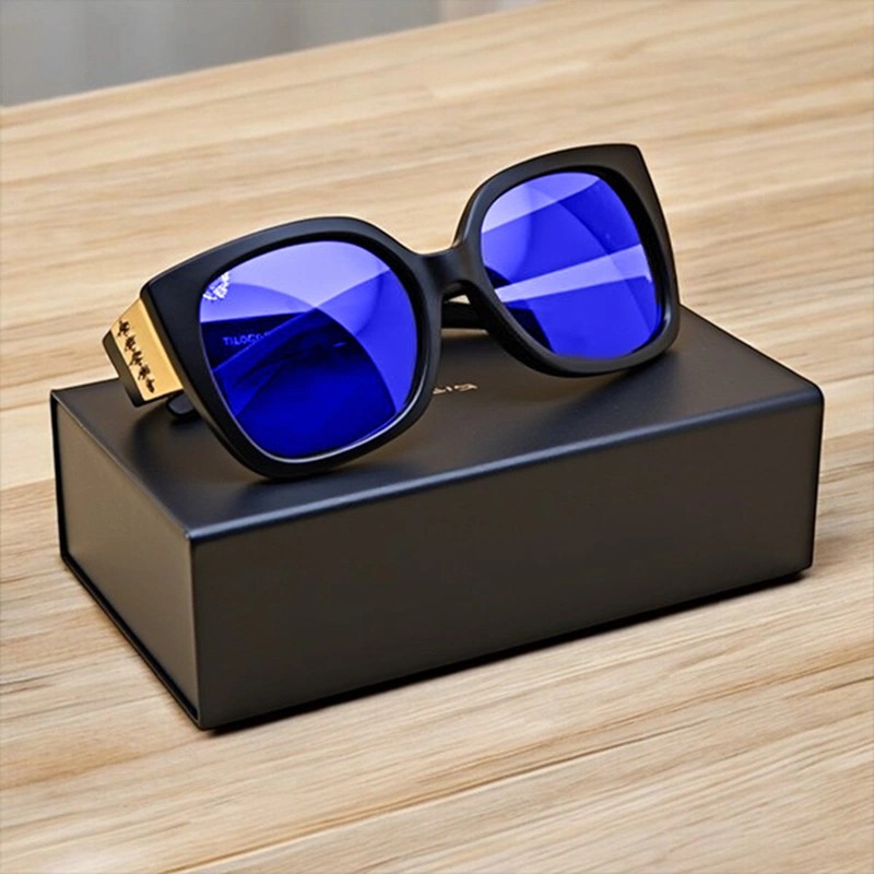 Collapsible Blue Sunglasses Box