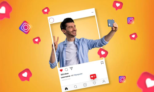 Instagram-influencer som samarbeider med reklamebyrå, og bil med reklame i byen