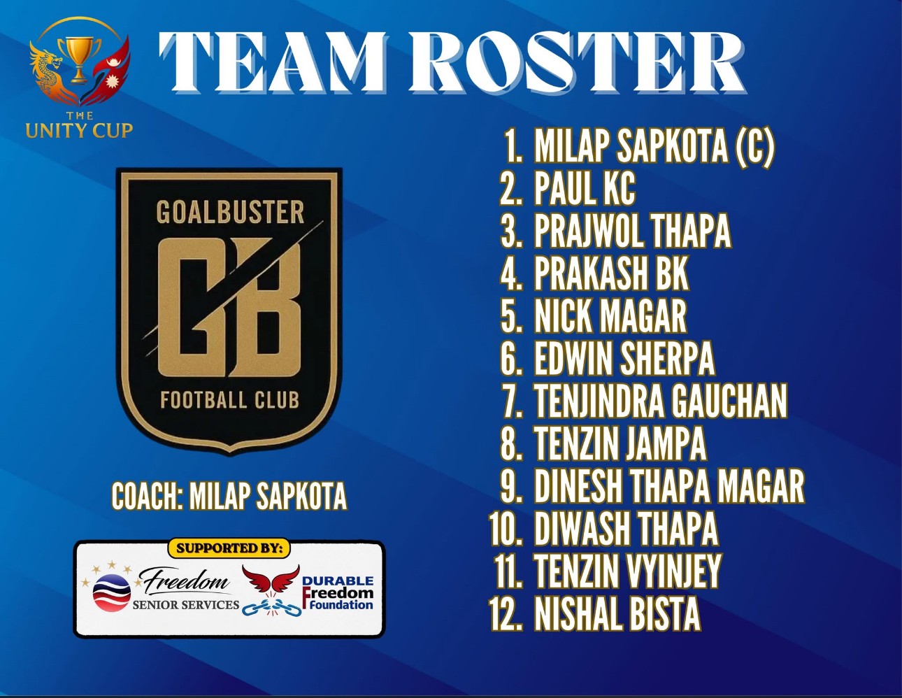 Goal Busters FC Unity Cup 2026 Roster