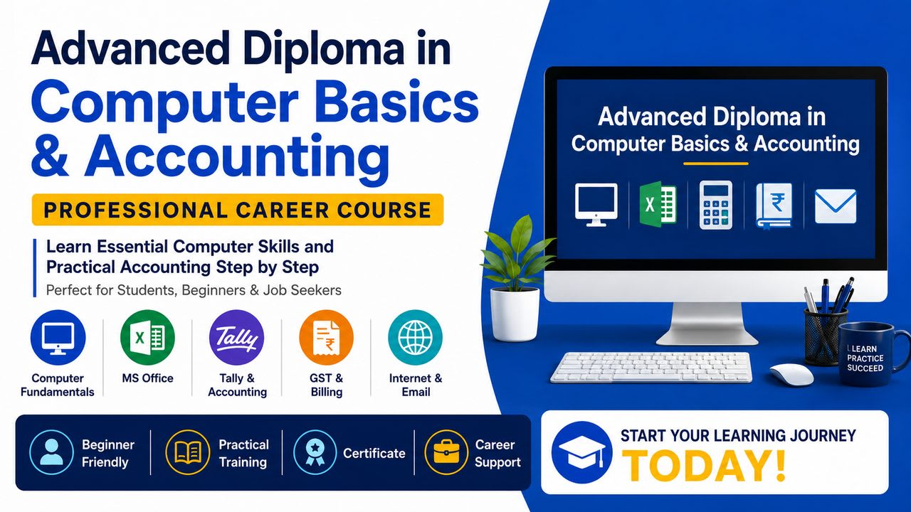 Advanced Diploma in Computer Basic & Accounting at Guru Computer Institute, Bijnor