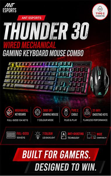Ant Esports Thunder 30 Wired Mechanical Gaming Keyboard Mouse Combo