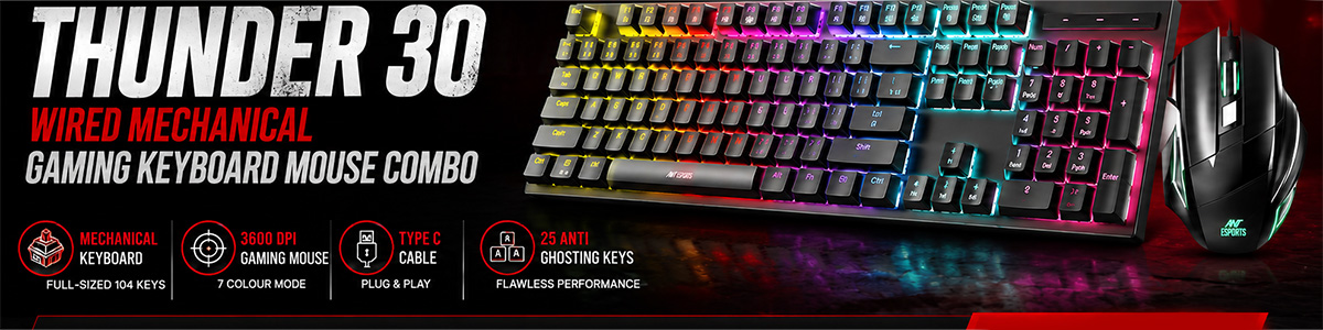 Ant Esports Thunder 30 Wired Mechanical Gaming Keyboard Mouse Combo