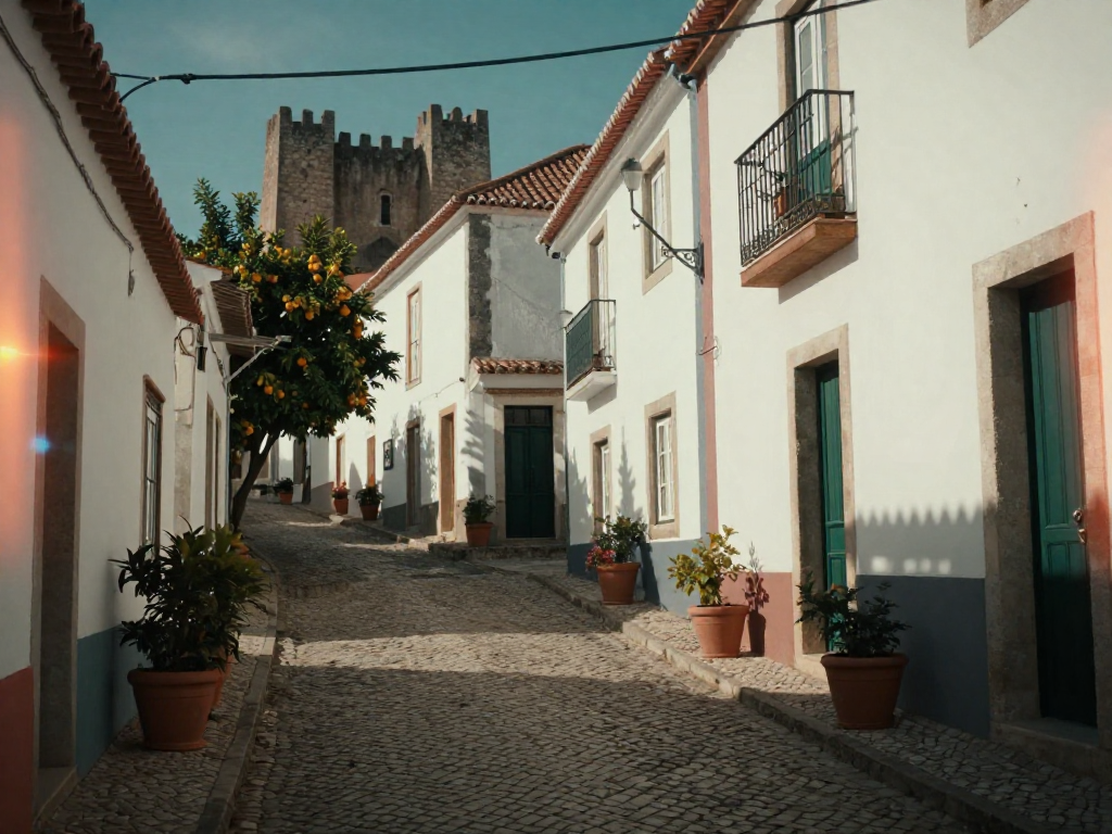 Cobbled lanes and whitewashed walls lead you gently up toward the castle.