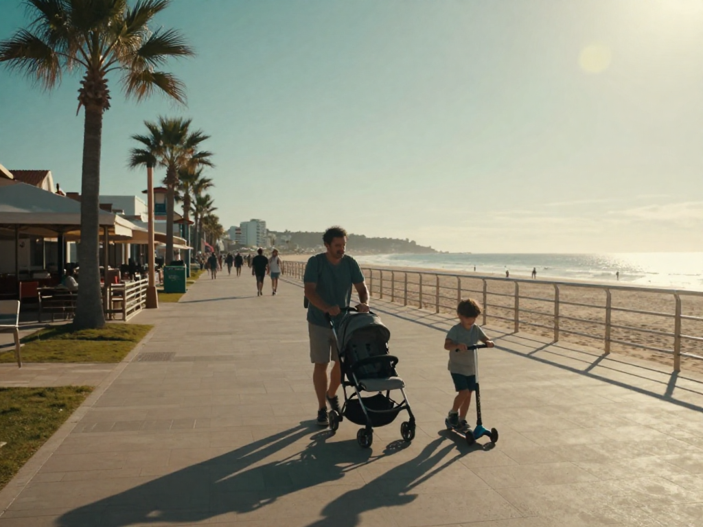 A flat seafront makes buggy and scooter outings simple
