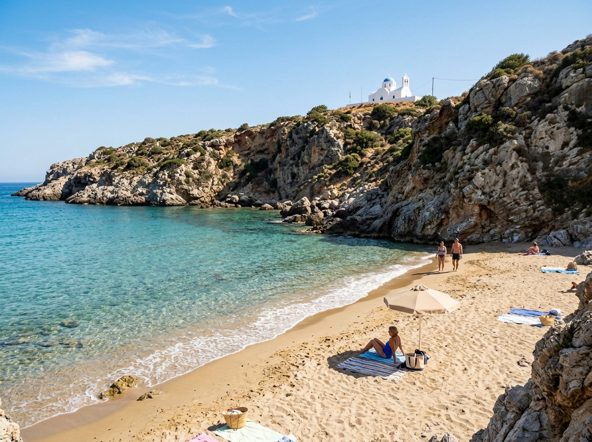 Clear water and calm sands keep this beloved cove feeling personal.
