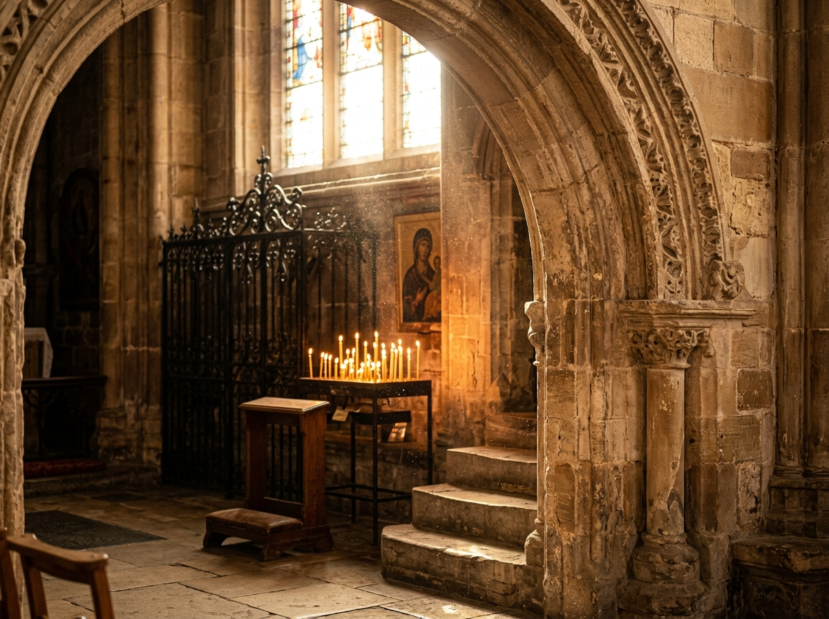 Quiet details inside the cathedral suggest centuries of prayer and memory