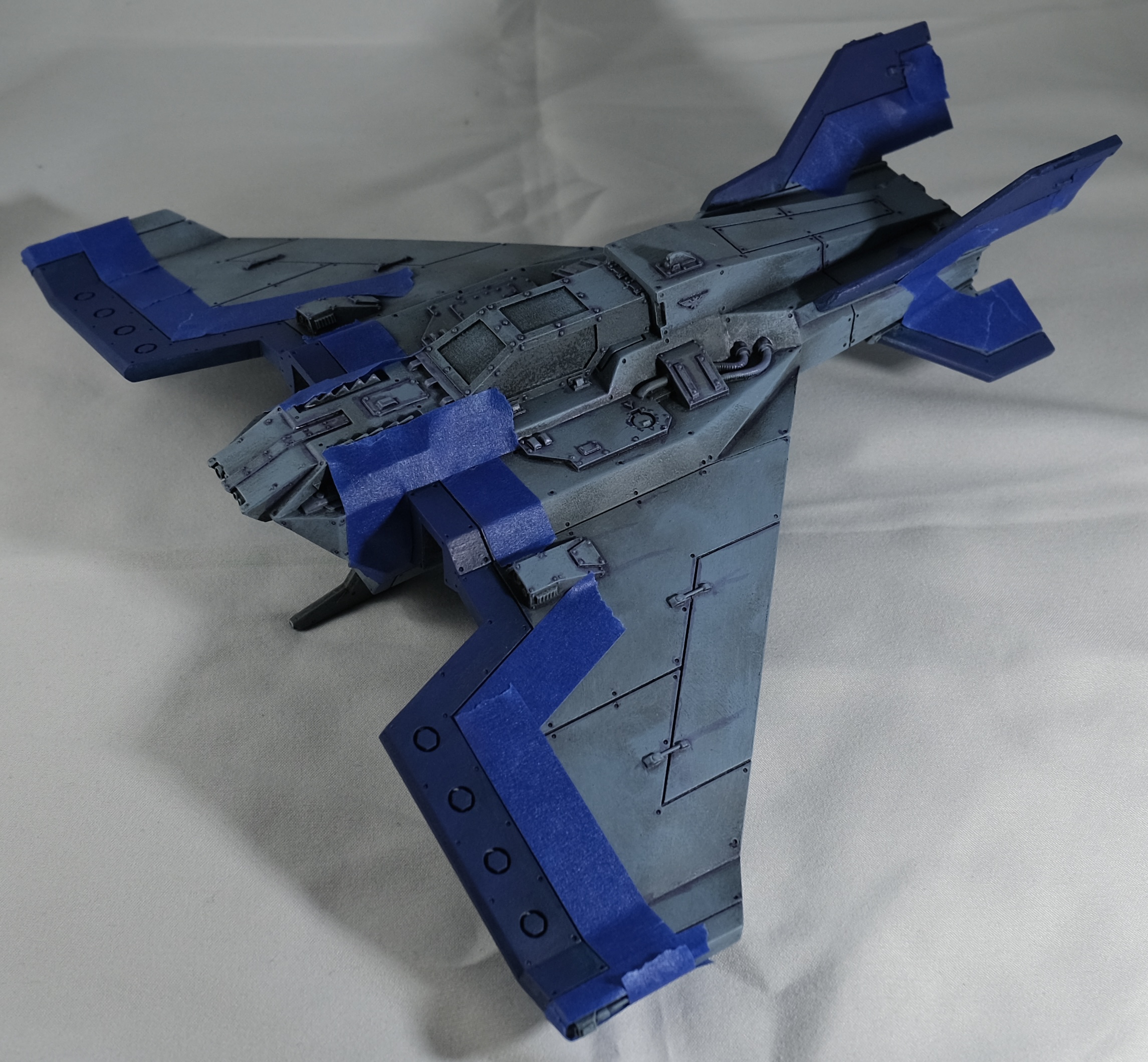 First layer of Kantor Blue over the previously applied Fenrisian Grey