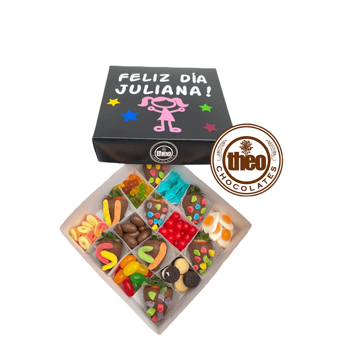 Caja con Gomitas y Fresas con Chocolate
