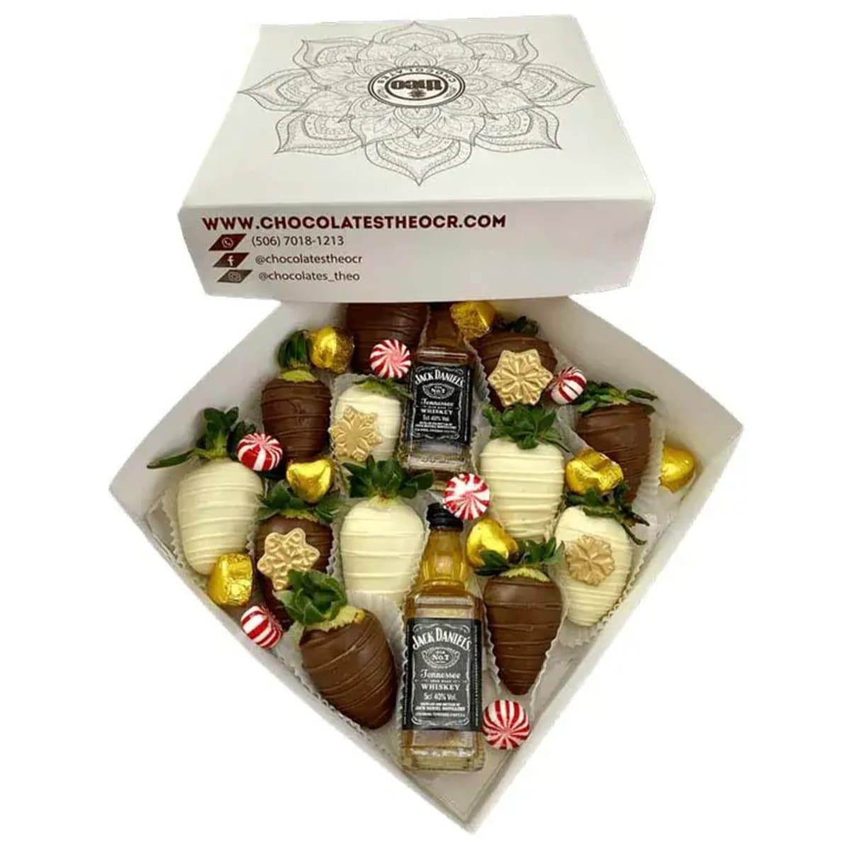 Caja Fresas con chocolate de navidad + Jack Daniels