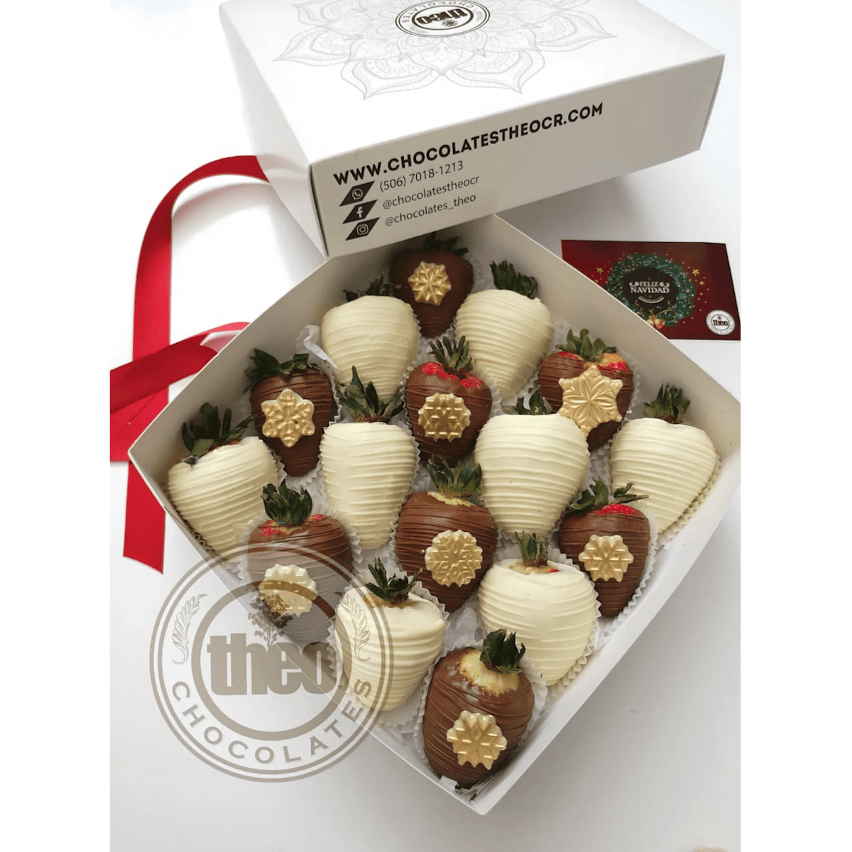Caja 16 fresas Navideñas Copos de Nieve