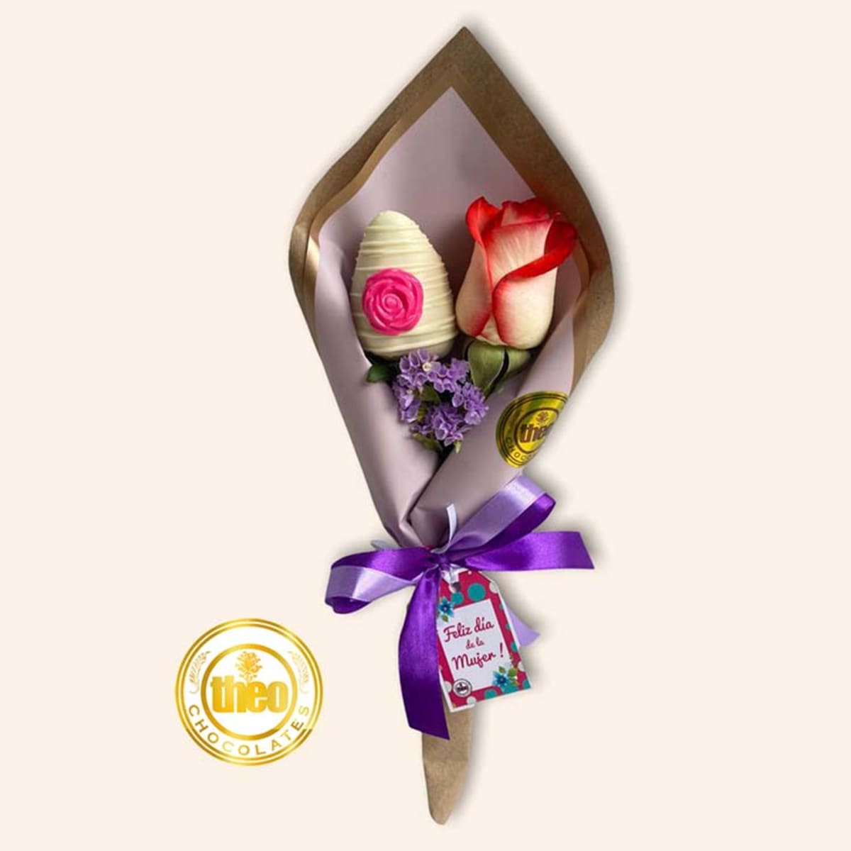 Ramo con Rosa y Fresa "Día de la Mujer"