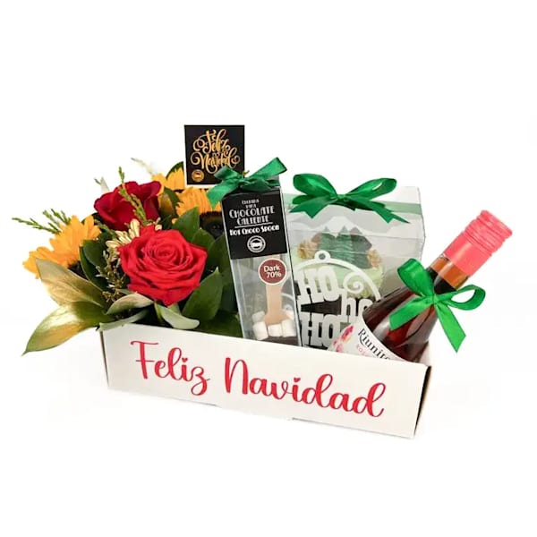 Canasta Navidad con Flores y Queque