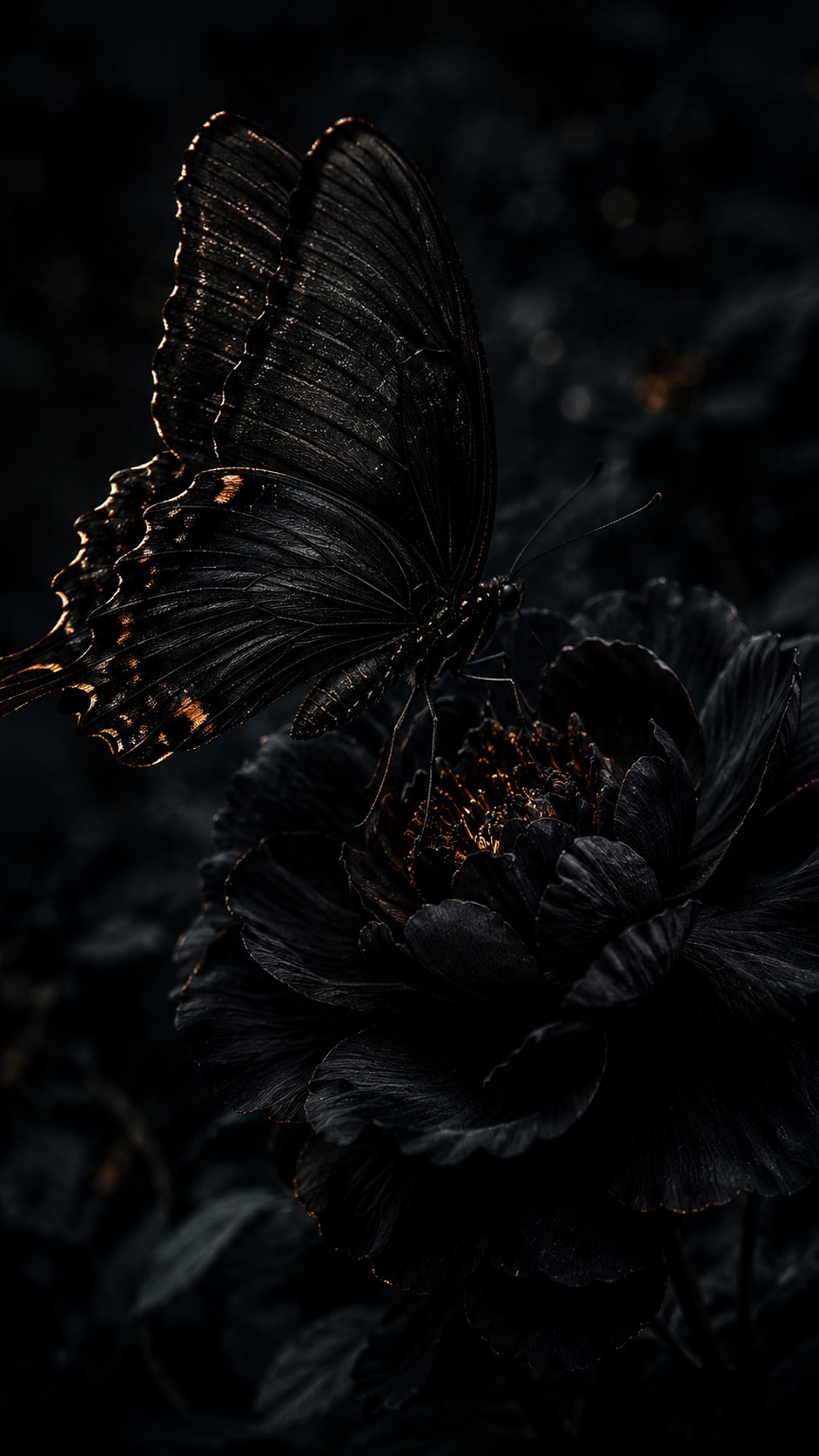 Black Butterfly Resting on a Flower