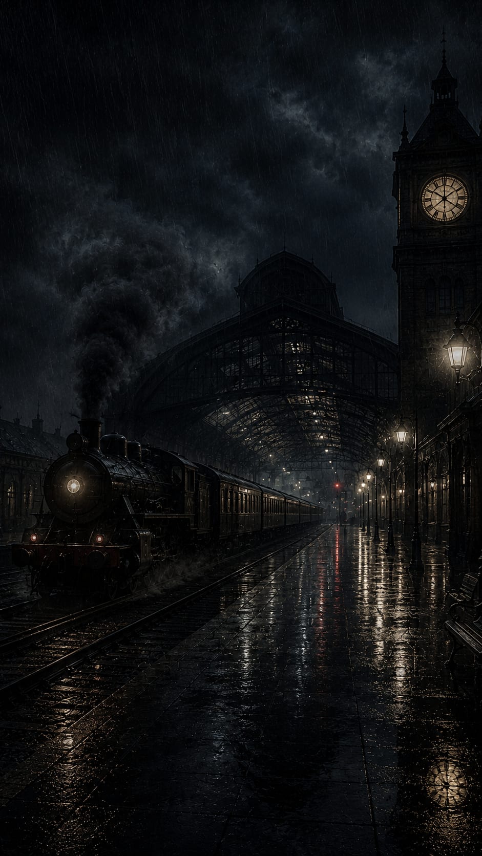 Rainy Gothic City Street