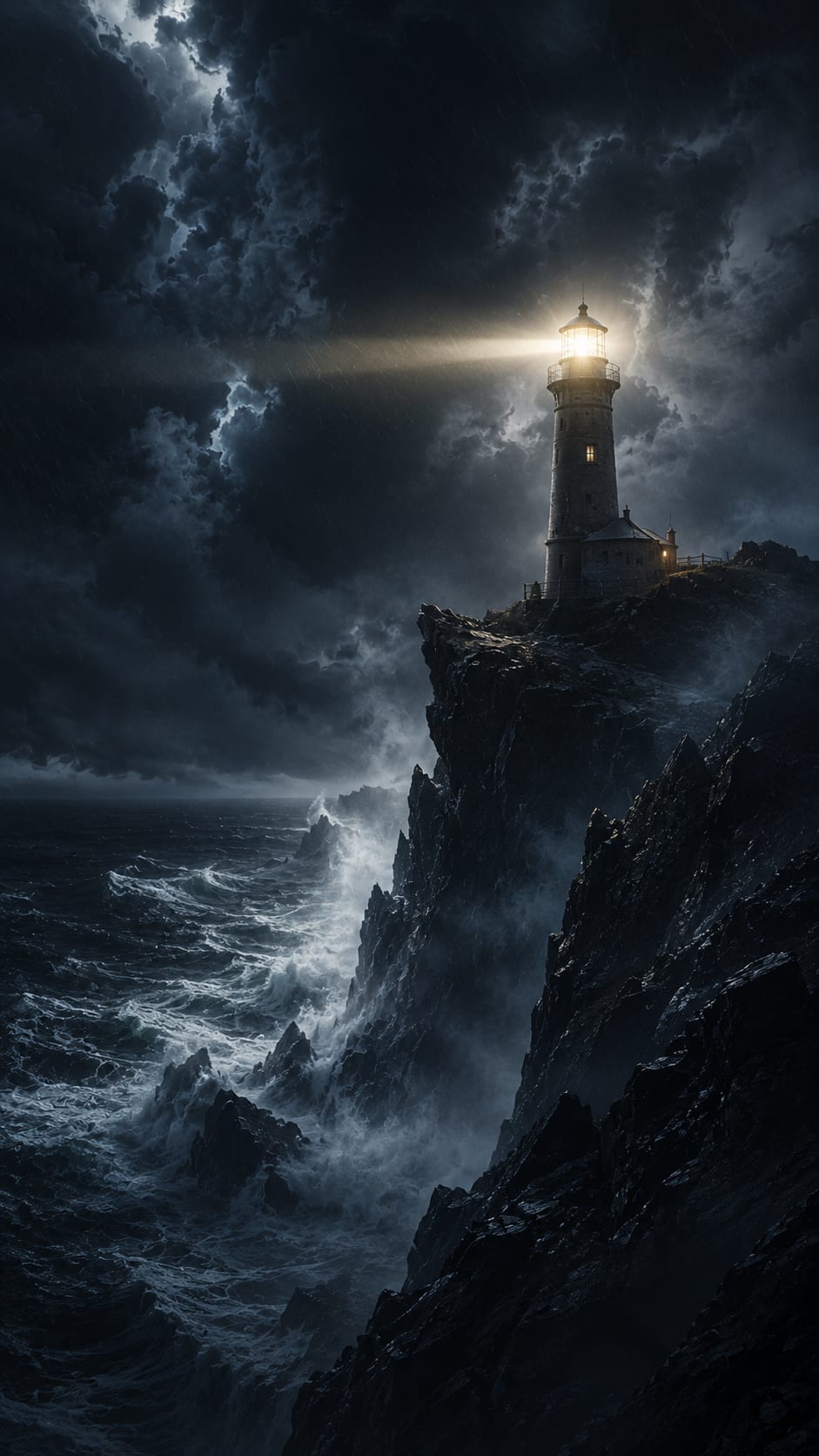 Lighthouse on a Stormy Cliff