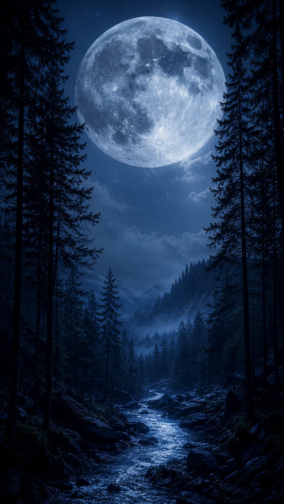 Moonlit Forest Path