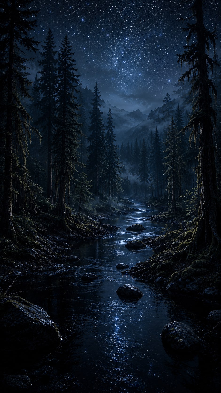 Forest Stream under Stars