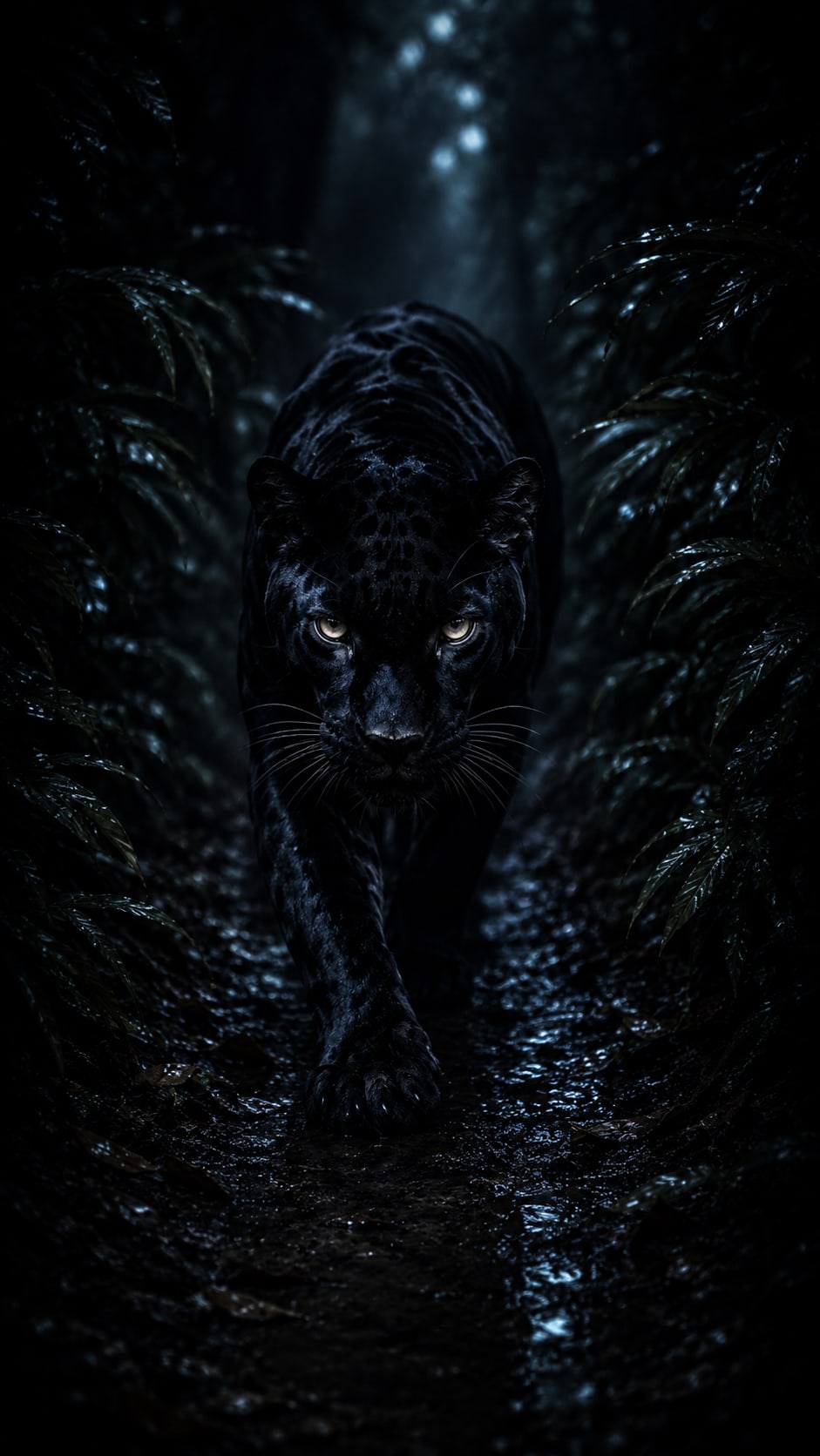 Black Panther in a Dark Forest