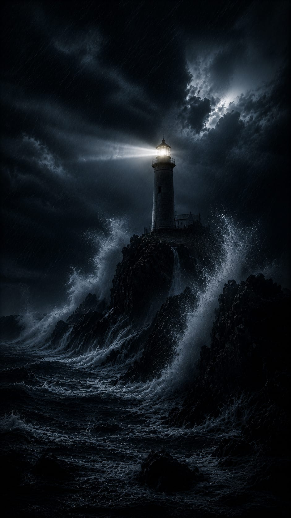 Lighthouse in a Stormy Sea