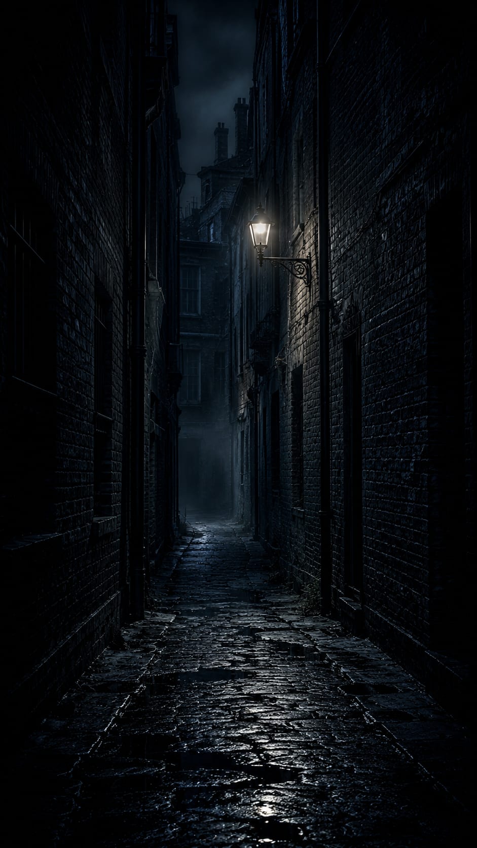 Narrow Dark Alley at Night