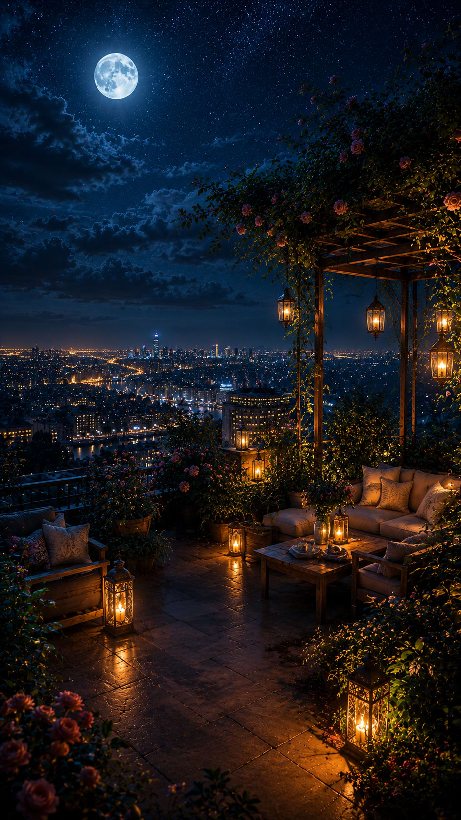 Rooftop Terrace under the Moon