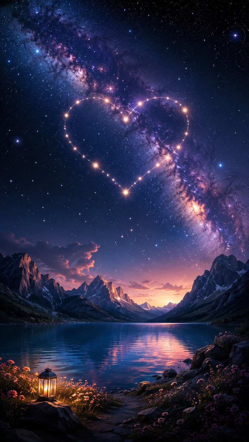 Heart Constellation over a Mountain Lake