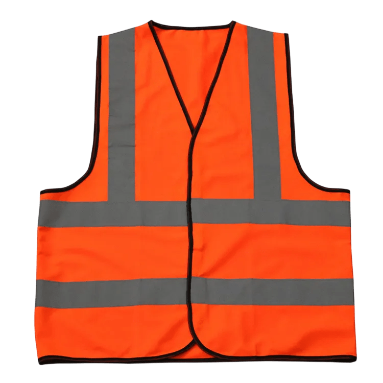 High-Visibility Orange Safety Vest with Reflective Strips