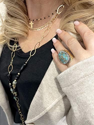 Vue 2 de Bague Ouverte Ajustable Pierre