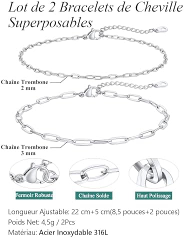 Vue 2 de Pcs Bracelets Cheville Femme