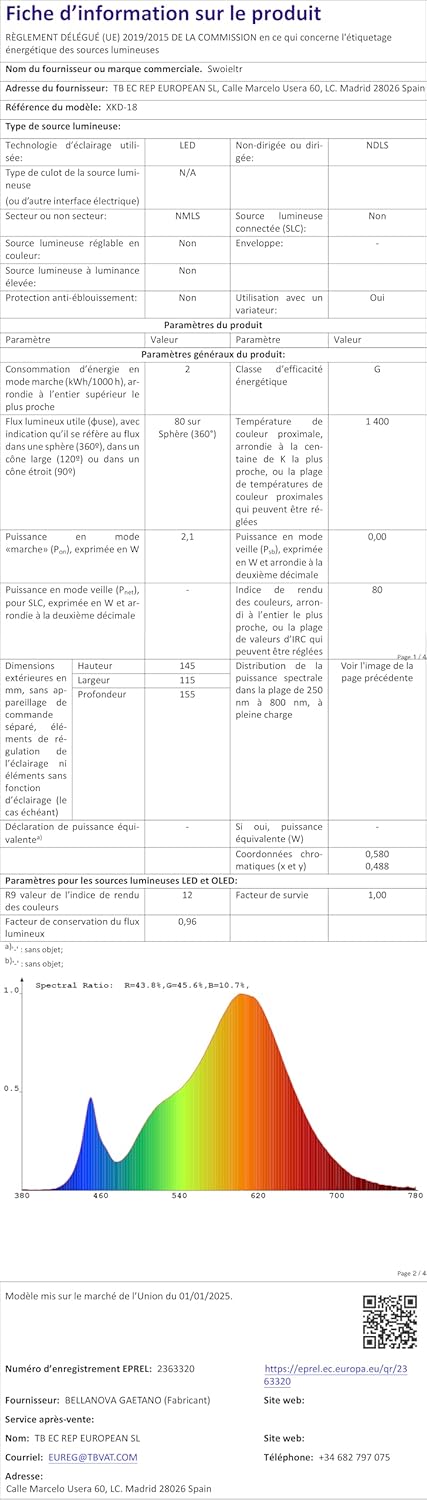 Vue 4 de Present Lampe De Chevet