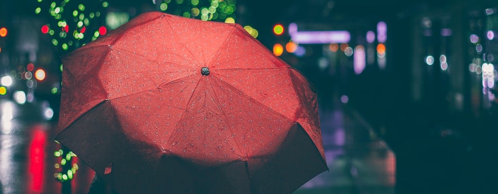 The buckets filled quickly in the downpour of rain.