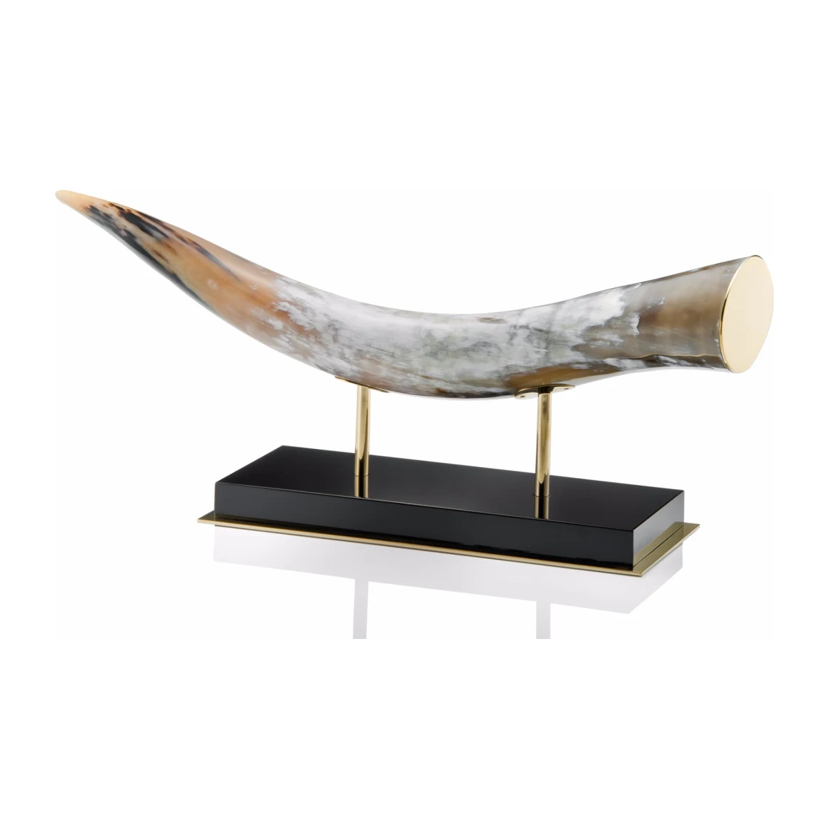 Luxury Designer Ornament, Marble horn with black and gold detailing at Luxuria London