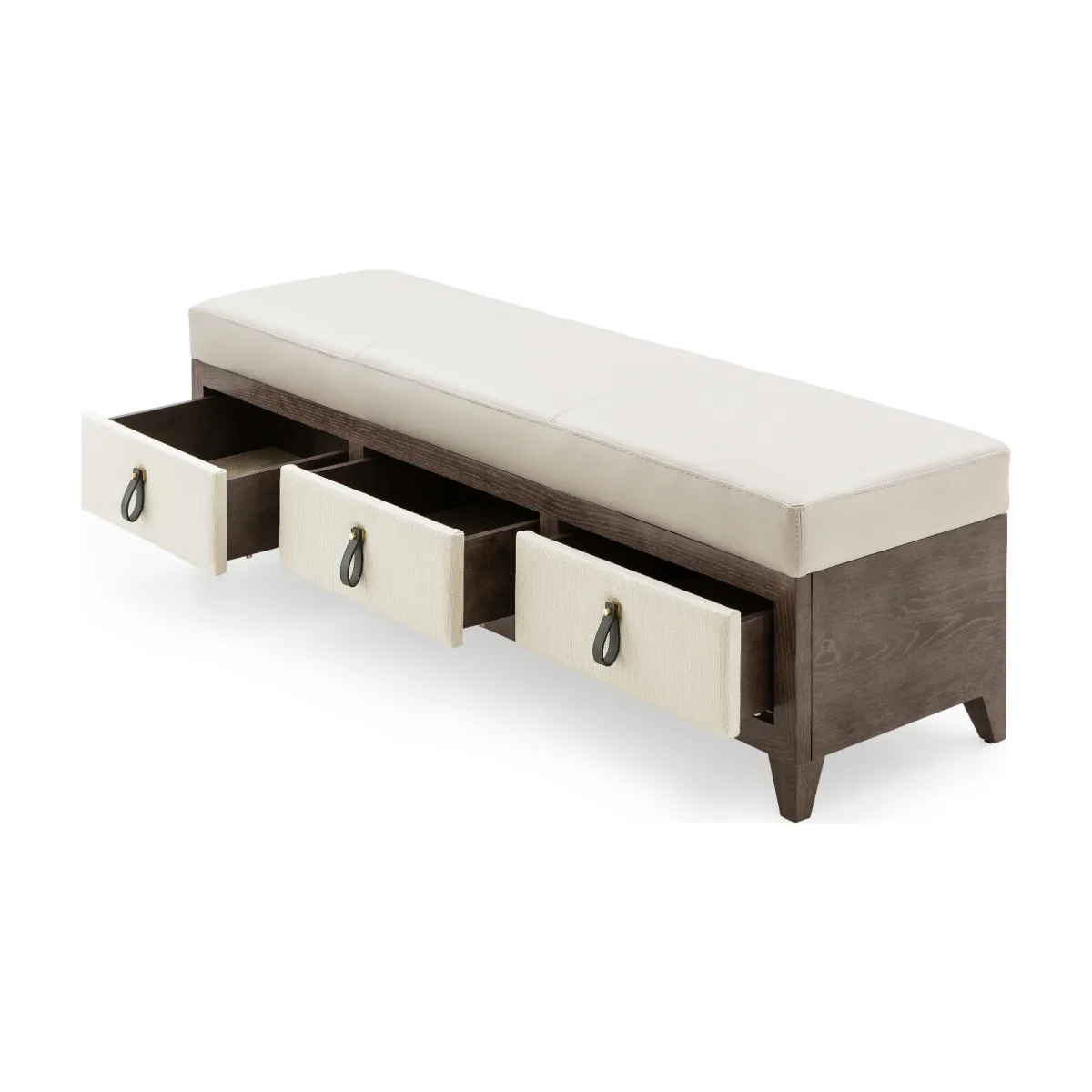 Bespoke wooden cushioned beige ottoman Eiffel by Luxuria London