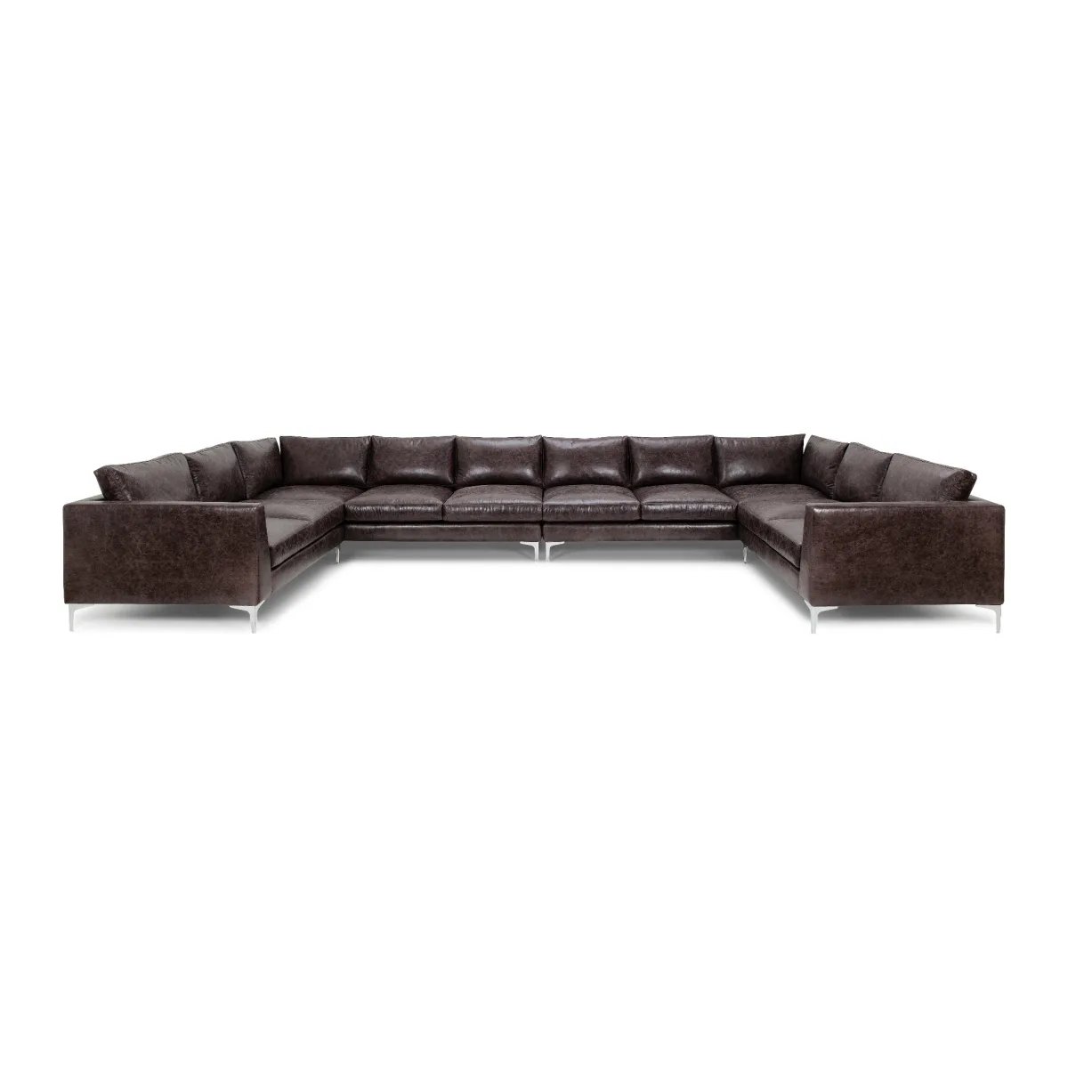 Luxury rich brown Gamand leather corner sofa by Luxuria London