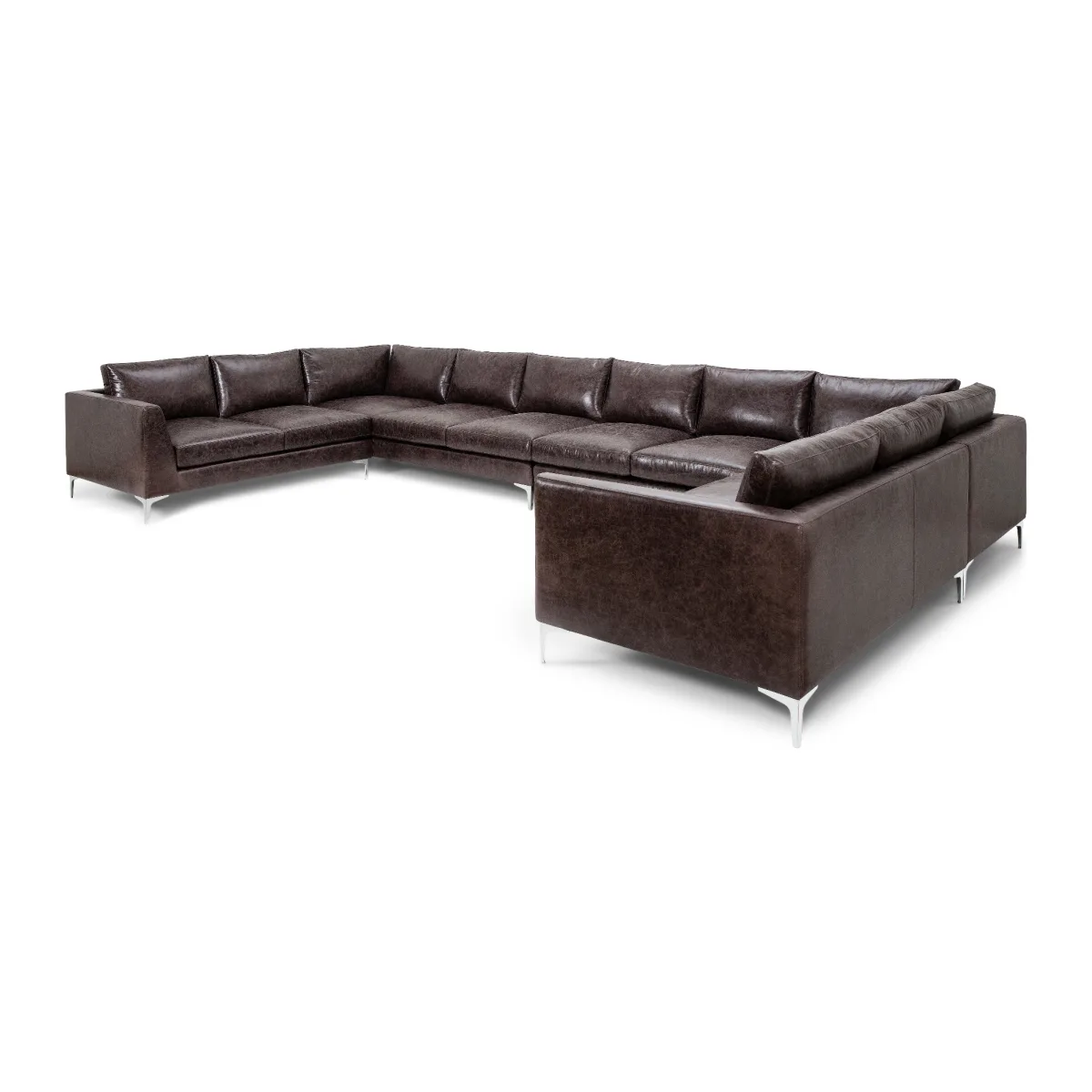 Luxury rich brown Gamand leather corner sofa by Luxuria London