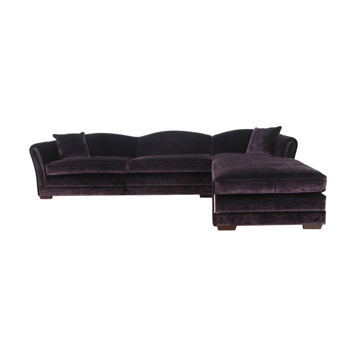 Luxury rich purple Grapher velvet corner sofa by Luxuria London