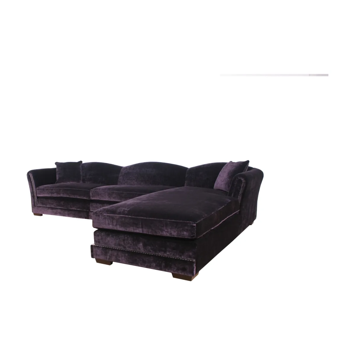 Luxury rich purple Grapher velvet corner sofa by Luxuria London