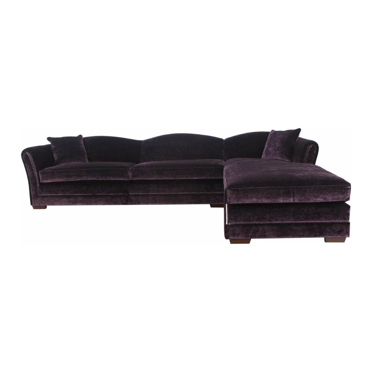 Luxury rich purple Grapher velvet corner sofa by Luxuria London