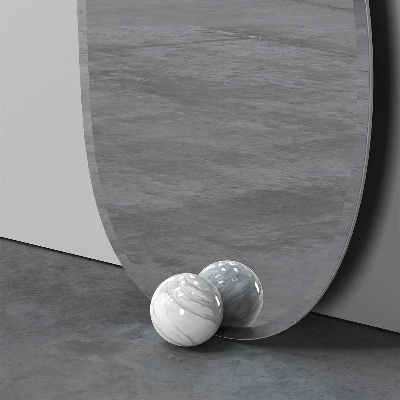 1931 Glass And Calacatta Marble Floor Mirror