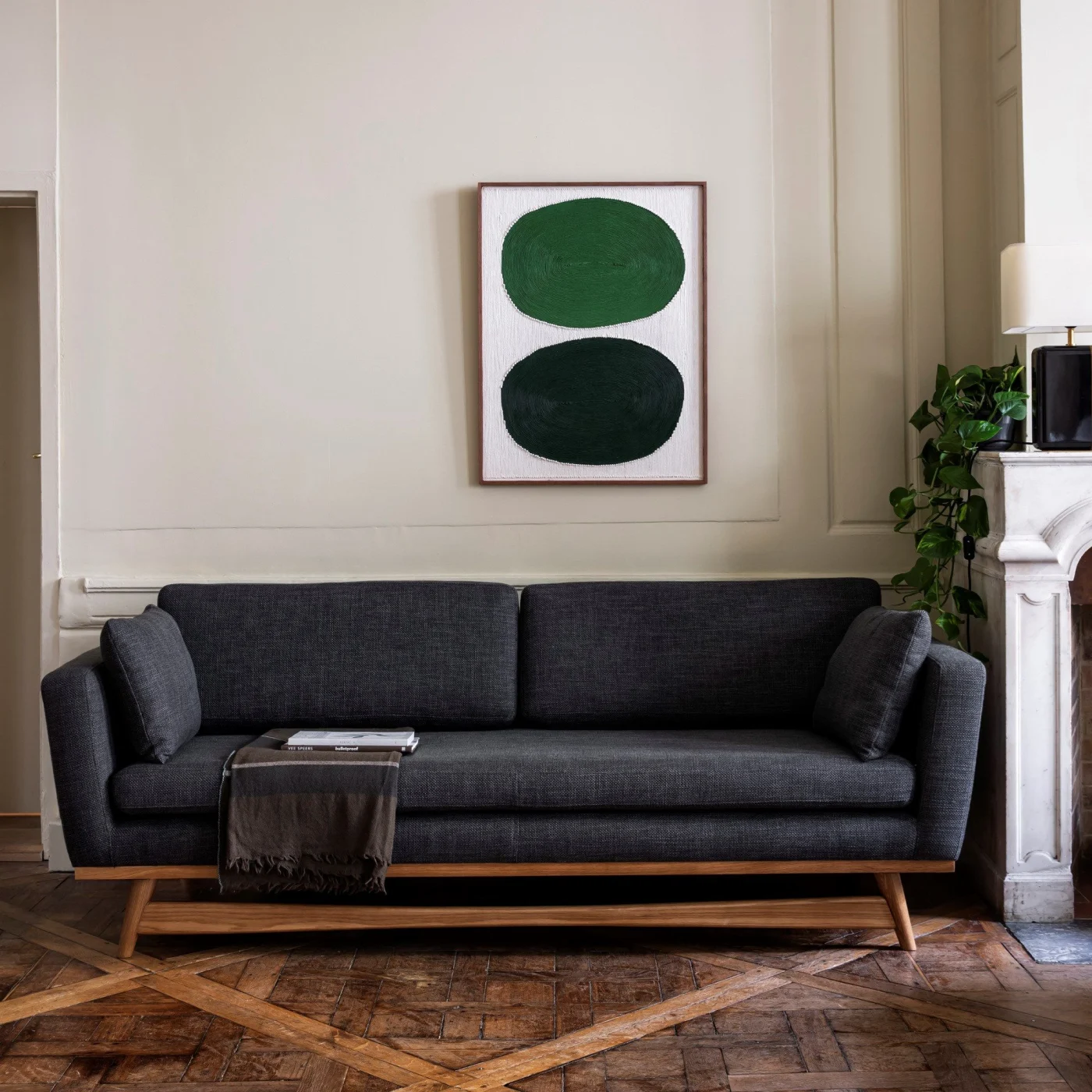 210 Scandinavian Style 3 Seater Fabric Sofa