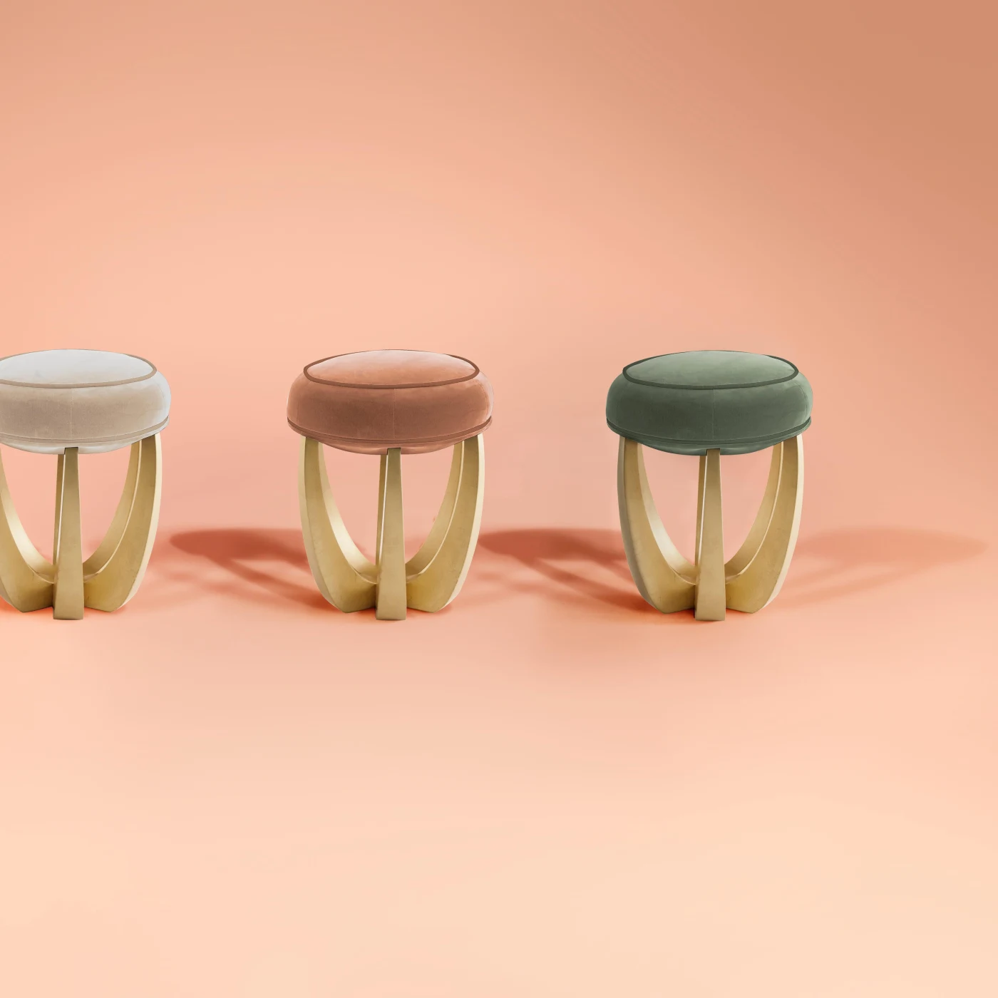 Betty Velvet & Pinewood Stool