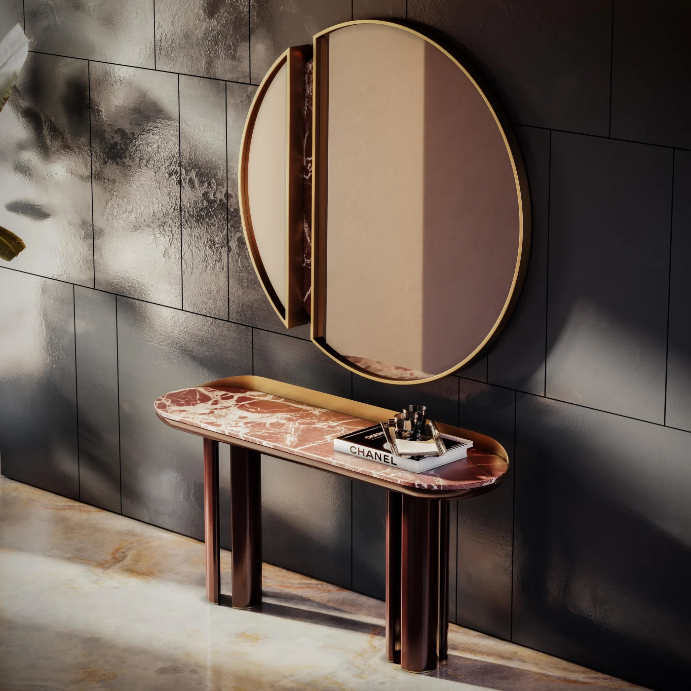 Beverly Lacquered & Marble Console Table