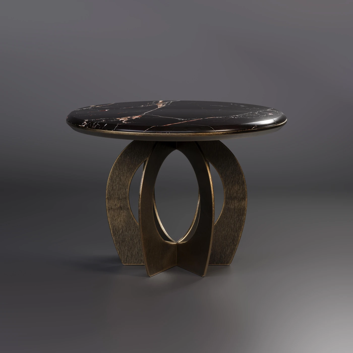Boulder Marble & Brass Side Table