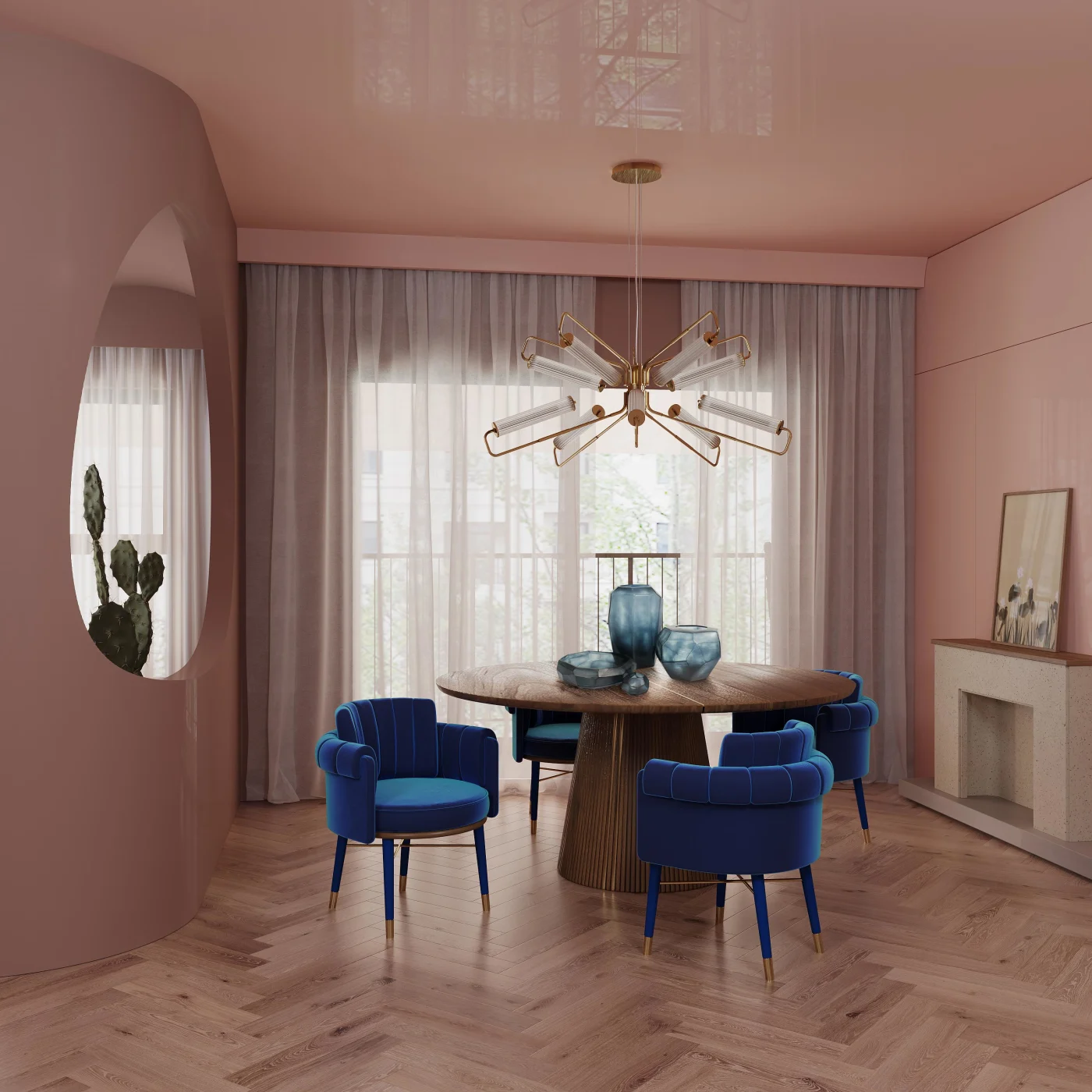 Helen Dining Chair in Cotton Velvet & Wood